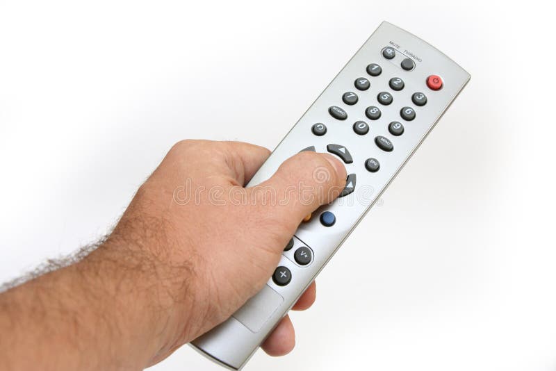 Hand holding remote control