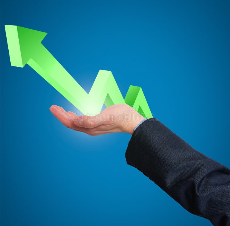 Hand holding a rising arrow - Stock Image royalty free stock image Hand holding a rising arrow - Stock Image royalty free stock image