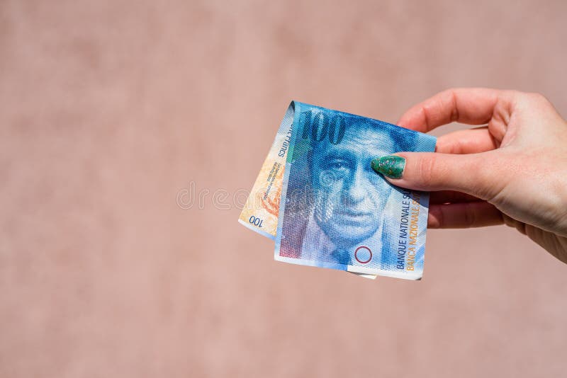 Hand Holding Showing Euro Money And Giving Or Receiving Money Like Tips Salary 100 Swiss Franc Banknotes Chf Currency Isolated Stock Photo Image Of Concept Franken 213487670