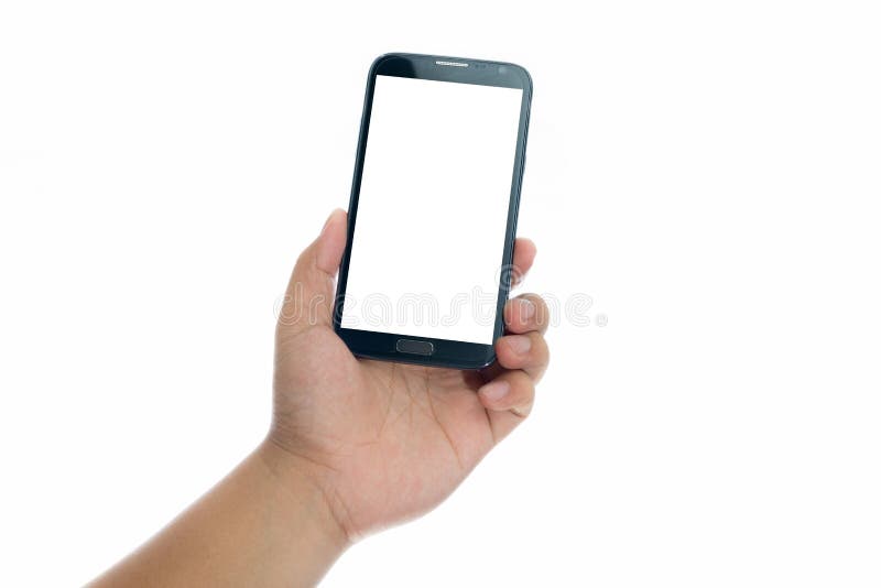 Hand holding smart phone royalty free stock photo