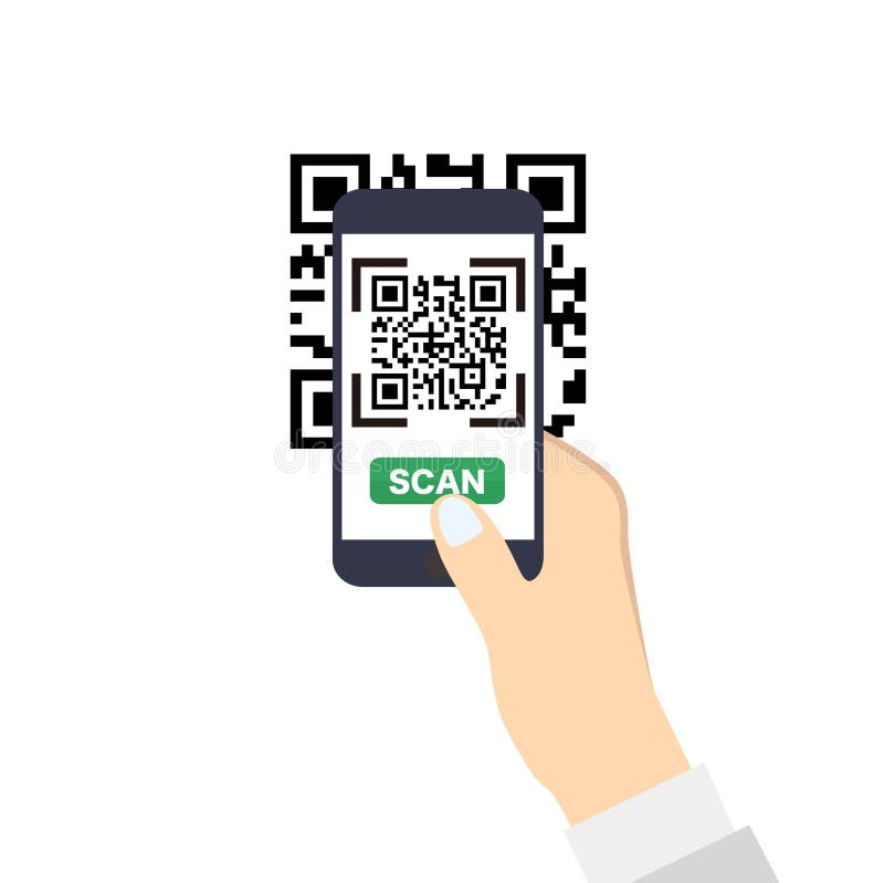 Download Hand Holding A Smartphone With QR-Code Scan. Flat Style ...