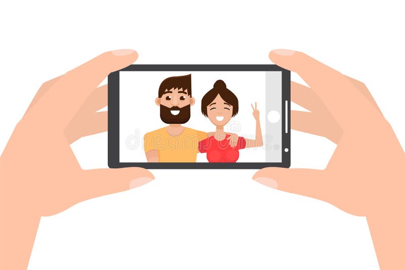 Hand Holding Smartphone and Taking Photo, Selfie. Stock Vector ...