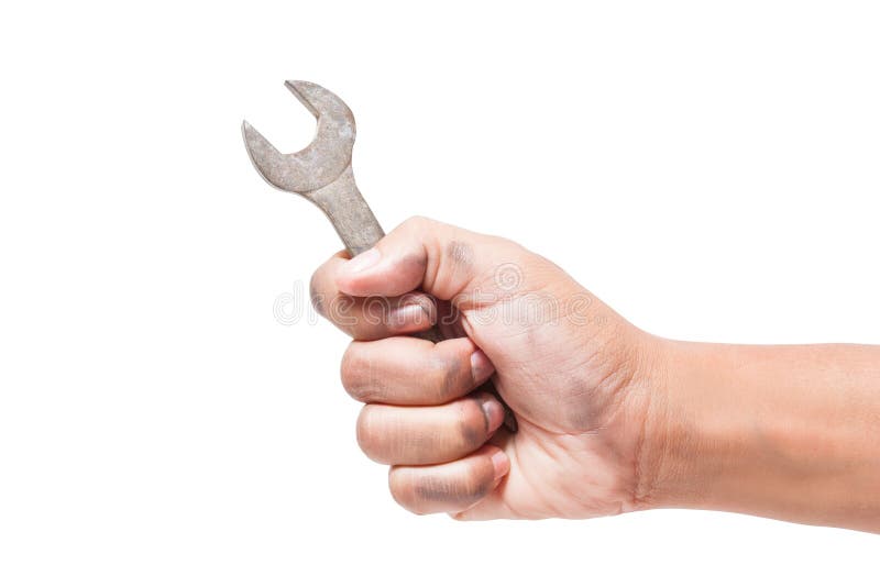 Hand holding a spanner