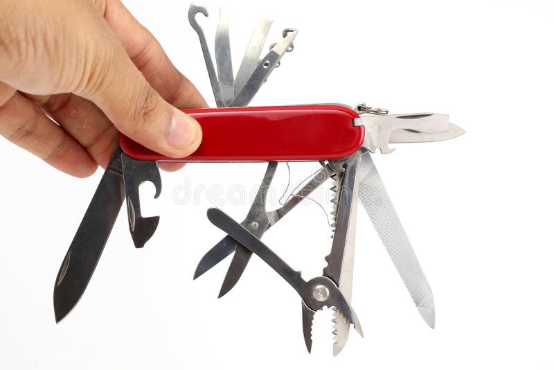 Hand Holding Swiss Army Knife Stock Photo Image of tool, sign 34771392