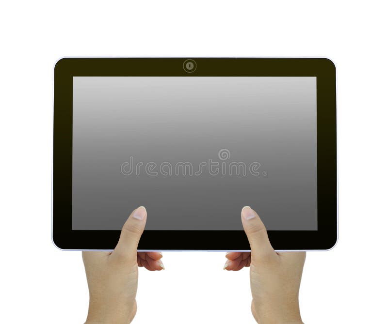 Hand holding tablet computer