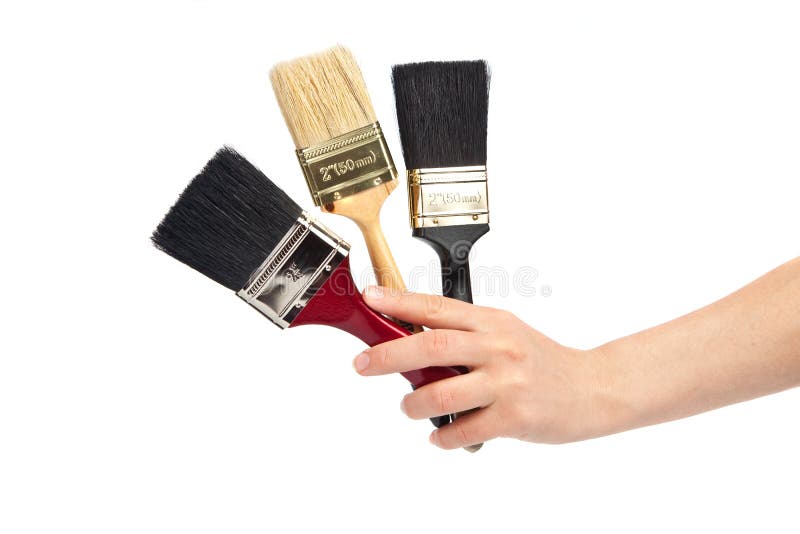 Hand Holding a three paint brush