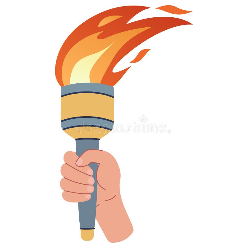 Hand Holding a Torch. Sport Symbol, Flat Vector Illustration Design