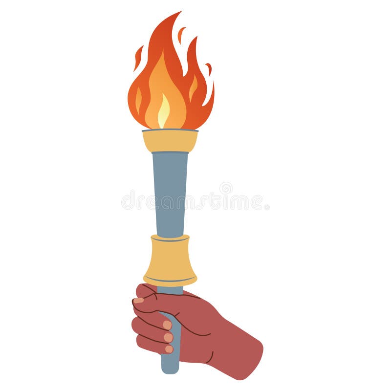 Hand Holding a Torch. Sport Symbol, Flat Vector Illustration Design