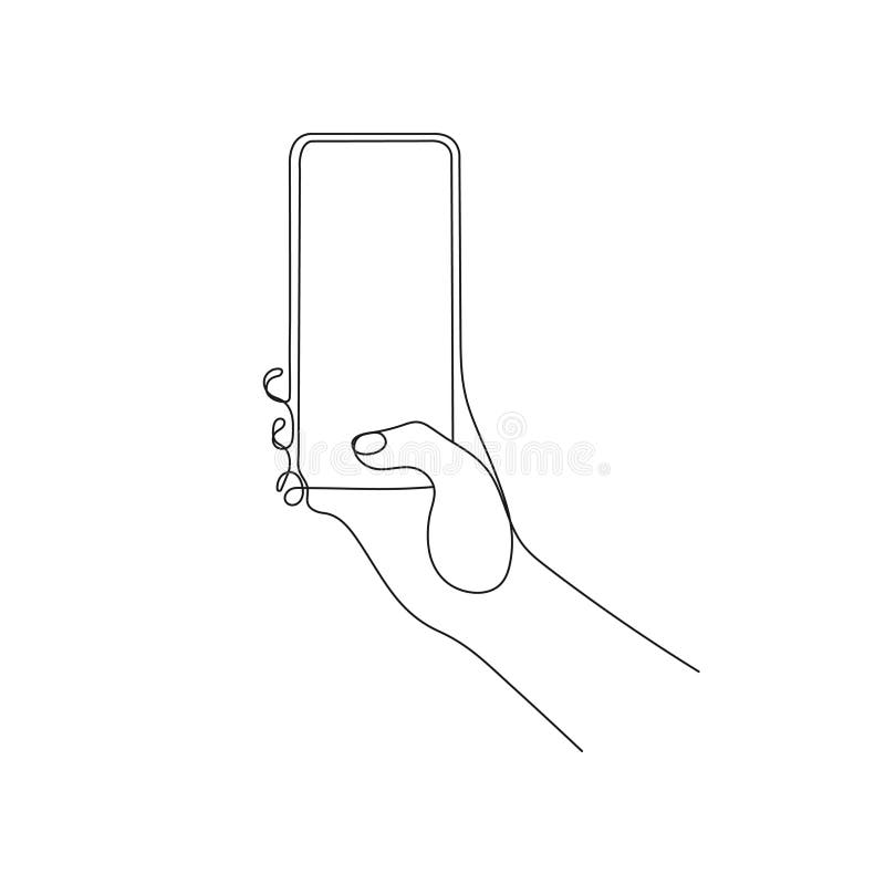 Hand holding and touch the screen of smartphone royalty free illustration