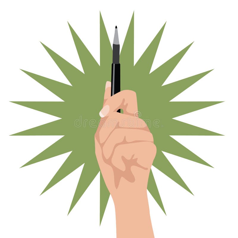 Hand holding up pen stock vector. Illustration of hold - 48711157