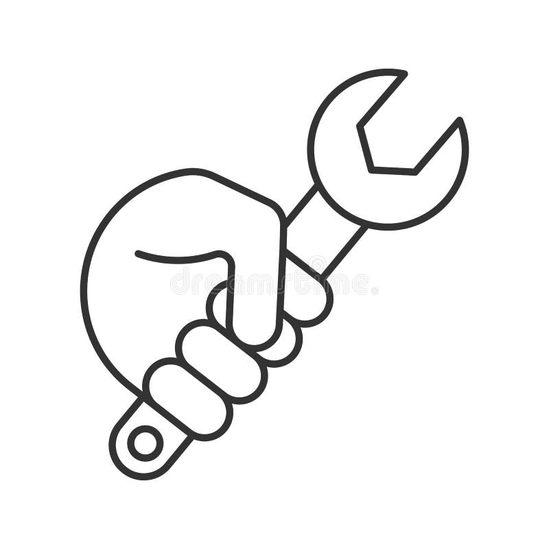 Set wrench combination spanner line art icon Vector Image