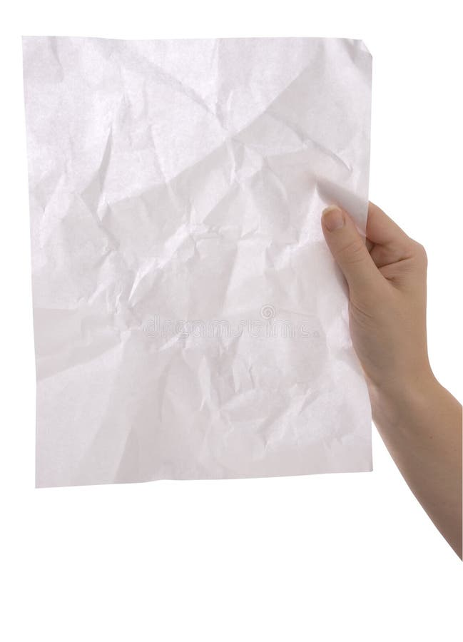 Hand Holding Wrinkled Paper Stock Photo - Image of hand, fingers: 12614610