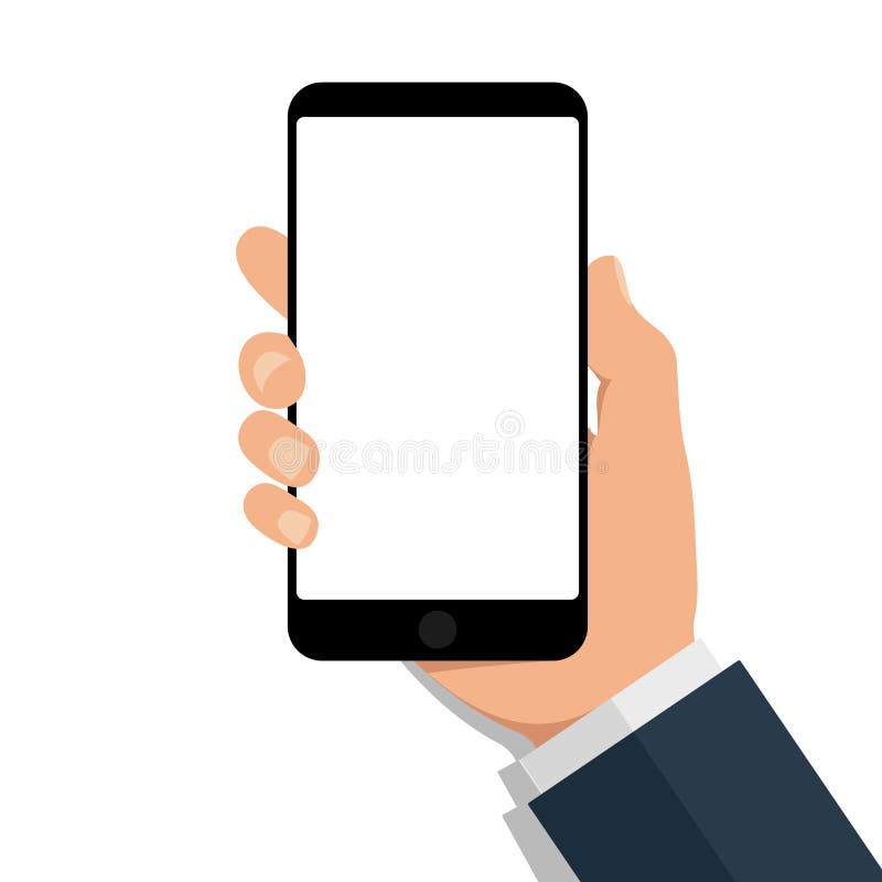 Hand Holds Phone with Empty Screen. Cartoon Mobile Mockup with Blank Touchscreen on Isolated Background Stock Vector - Illustration of phone, concept: 178207476 Hand Holds Phone with Empty Screen. Cartoon Mobile Mockup with Blank Touchscreen on Isolated Background Stock Vector - Illustration of phone, concept: 178207476