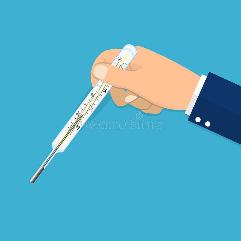 The hand holds a thermometer. royalty free illustration The hand holds a thermometer. royalty free illustration