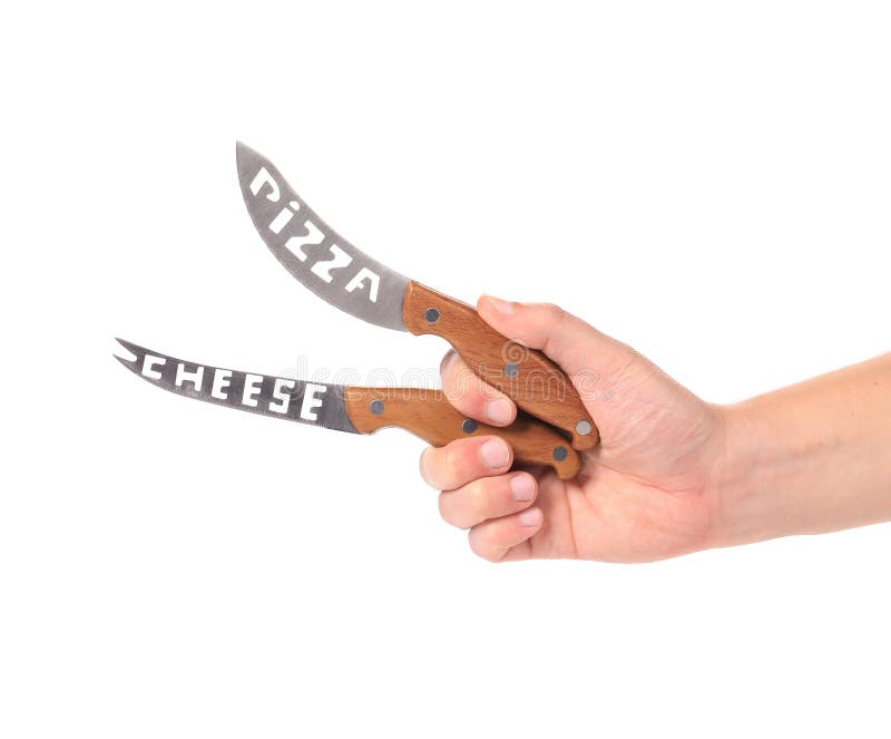Hand holds two knifes. stock photo. Image of kill, dangerous 38558046