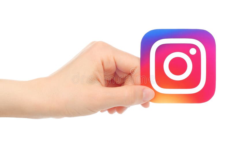 Hand hält neues Instagram-Logo lizenzfreie stockfotos Hand hält neues Instagram-Logo lizenzfreie stockfotos