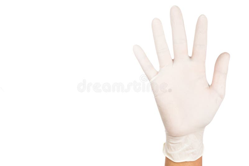 Hand i den kirurgiska latexhandskegesten nummer fem royaltyfria bilder Hand i den kirurgiska latexhandskegesten nummer fem royaltyfria bilder