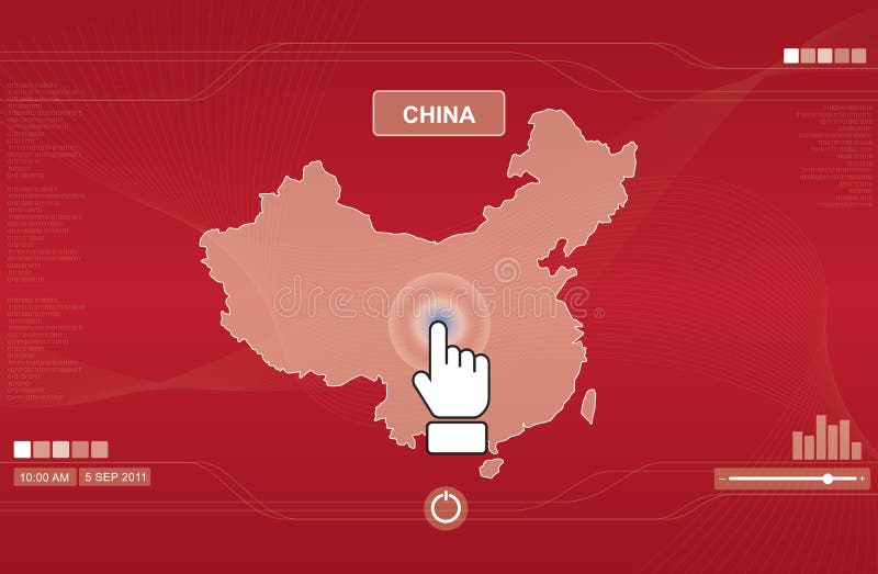 Hand icon pushing china map