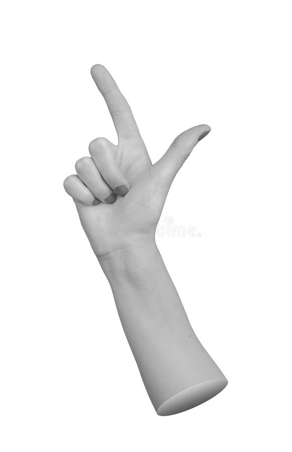 Hand with the index finger pointing upward and the thumb extended outwards, creating an L shape vector illustration