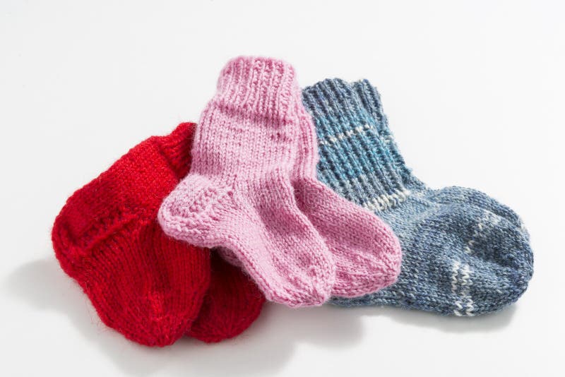 Handknitted baby socks stock image. Image of background 29168563