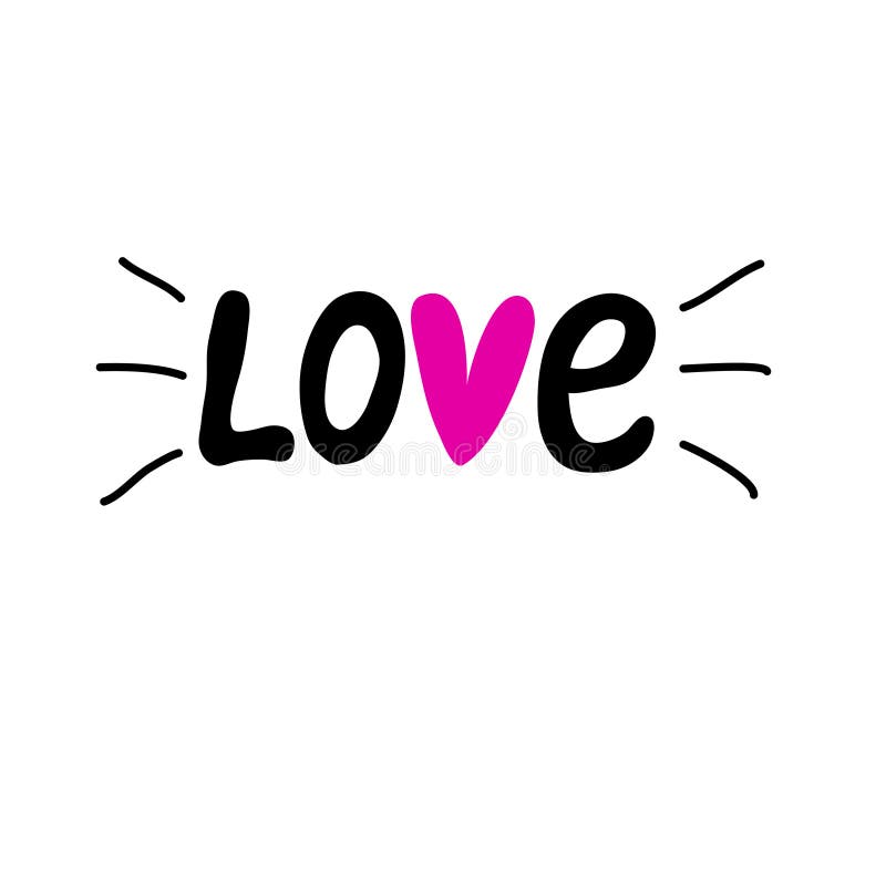 Hand lettering for Valentine`s Day. Love word hand lettering. vector illustration Hand lettering for Valentine`s Day. Love word hand lettering. vector illustration
