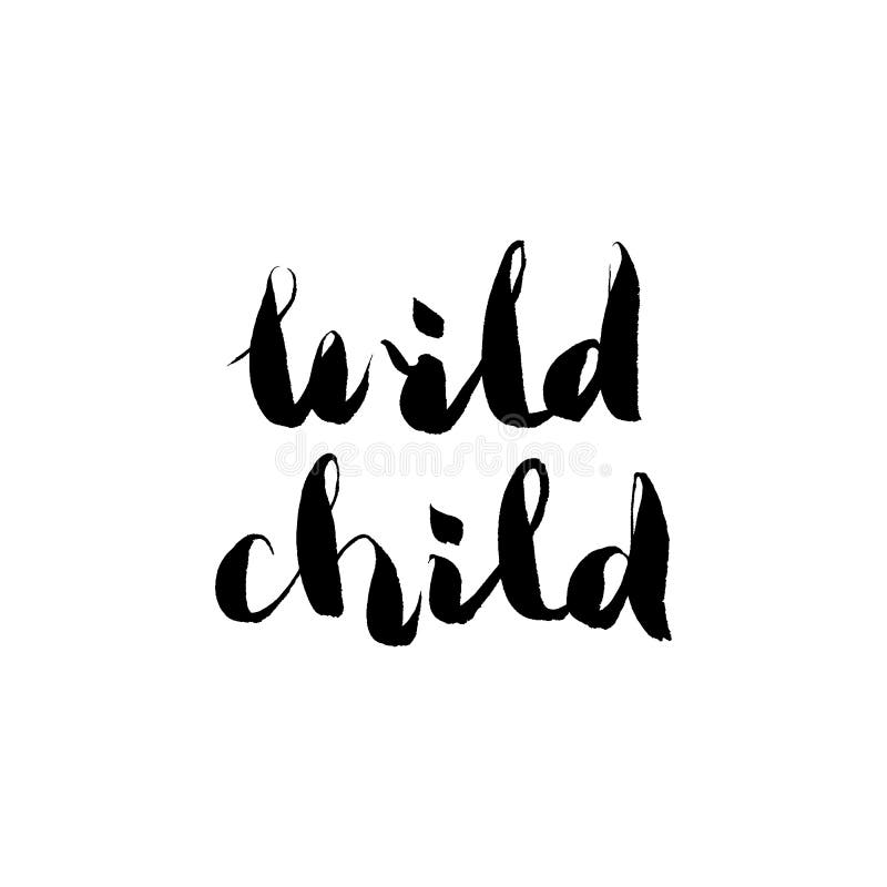 Hand Lettering - Wild Child Stock Illustration - Illustration of label ...
