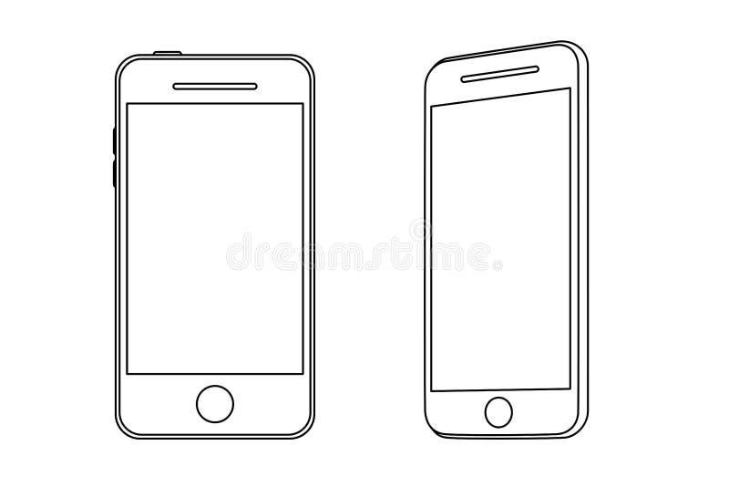Hand Line Drawing of a Smartphone. Stock Illustration Illustration of