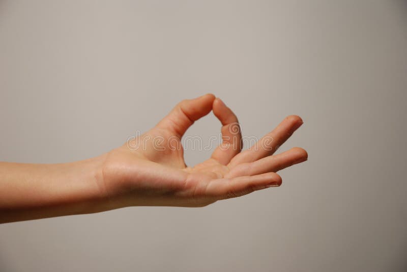 Hand in lotus position with thumb and index finger touching.