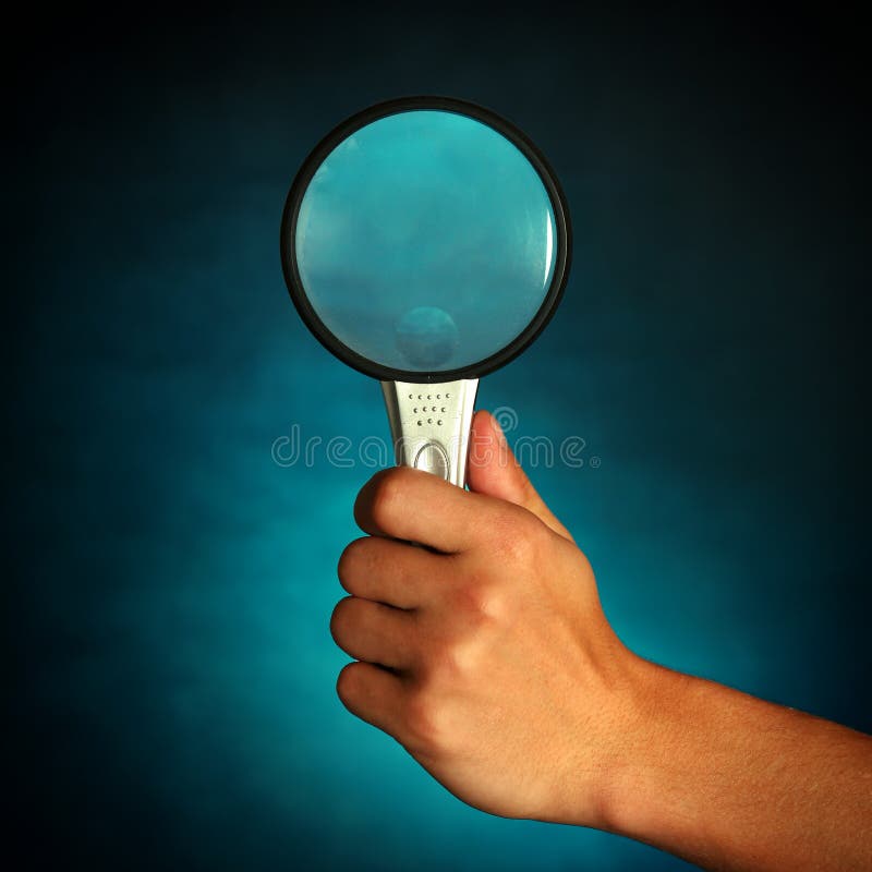 Hand and loupe stock image. Image of white, studying, analyzing 3385977