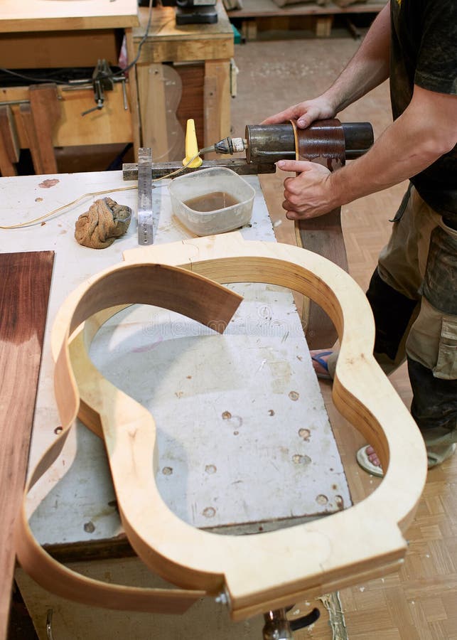 Hand Made Classical Guitar. Guitar Manufacturing. Stock Photo - Image