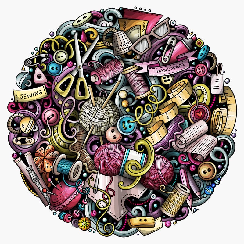 Illustration like doodle that consist of mechanical elements, an
