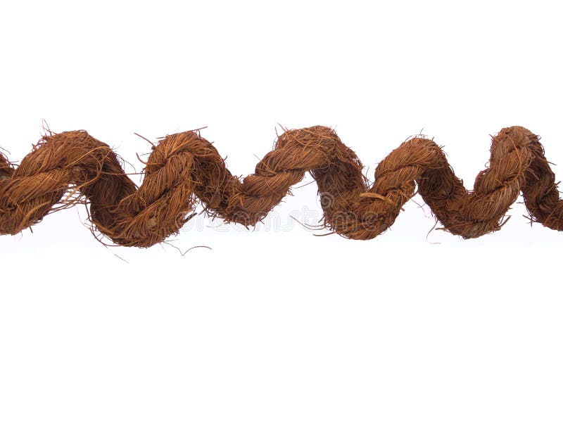 Hand Made Jute Rope Spiral Isolated on White Background Closeup Stock
