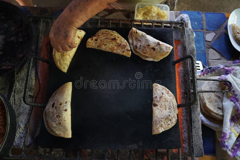 Hand Made Mexican Fresh Tortillas Stock Photo Image of sauce, cheddar