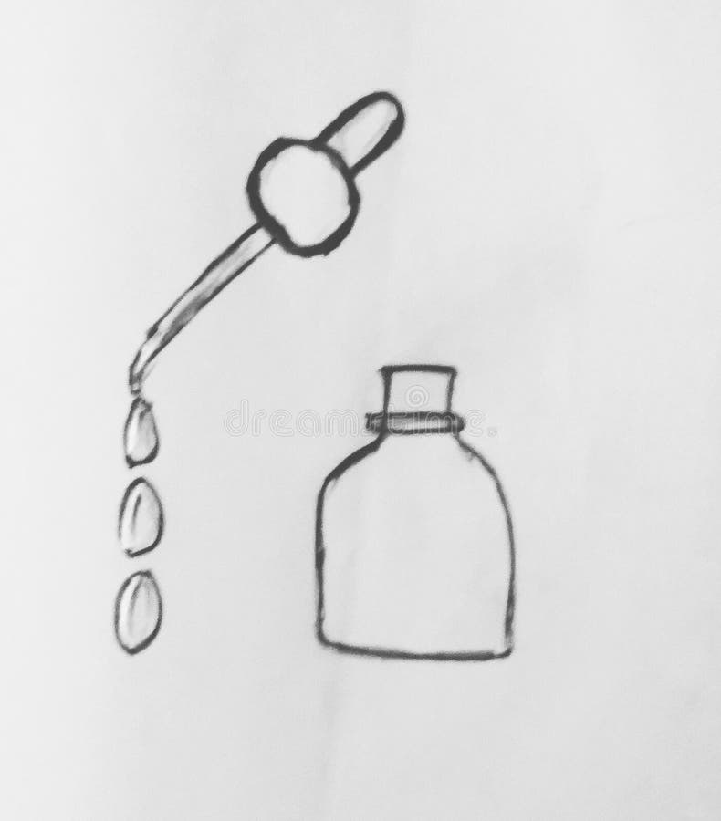 Dropper Bottle Cosmetic Icon Silhouette Black And Outline Isolated On