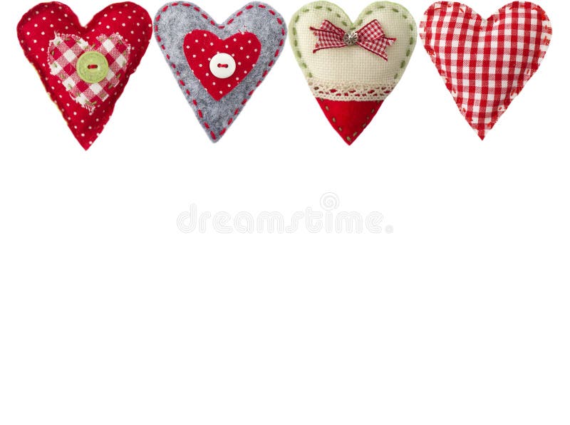 Hand made textile hearts