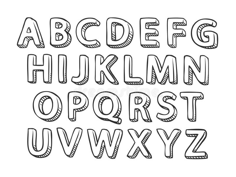 Hand made typeface. Alphabet sketch vector illustration stock illustration