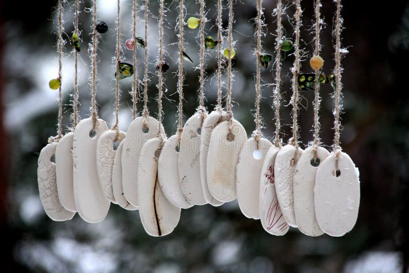 Hand Made Wind Chimes Hanging on a String with Depth of Field