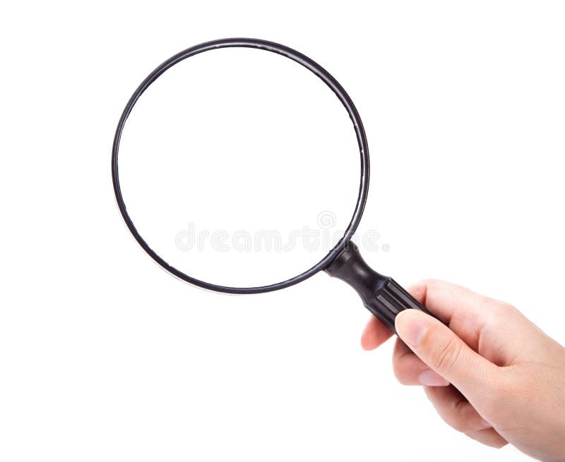 Hand with magnifying glass