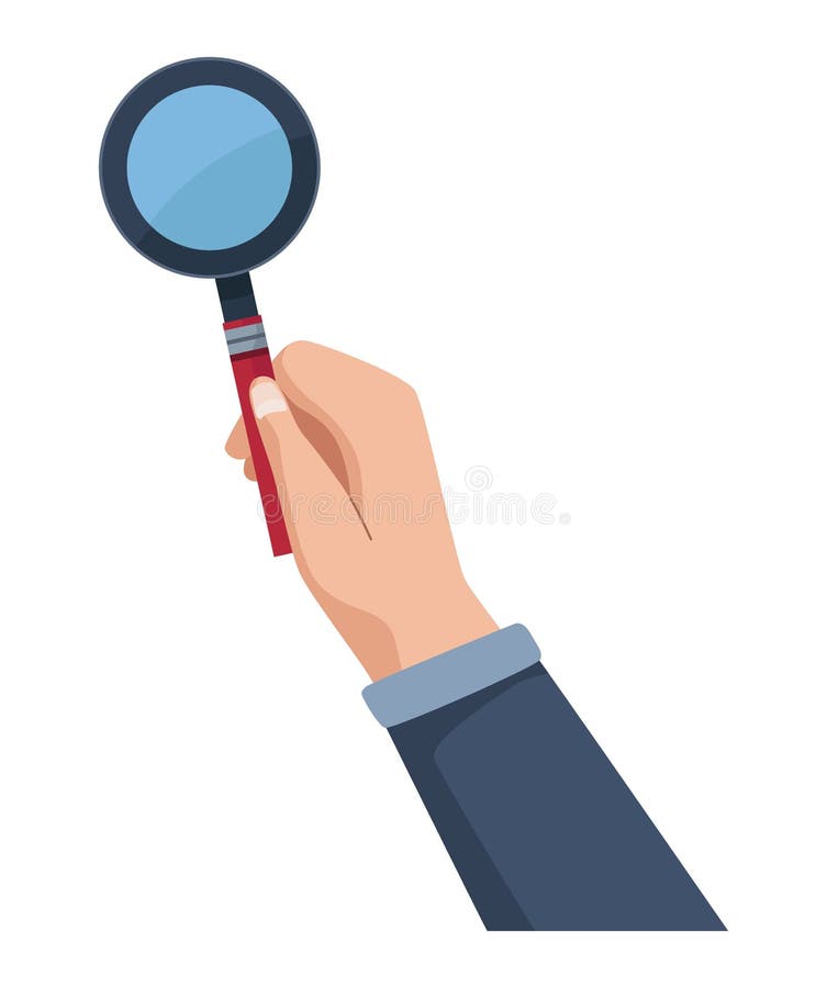 Hand with magnifying glass stock vector. Illustration of search 253633048