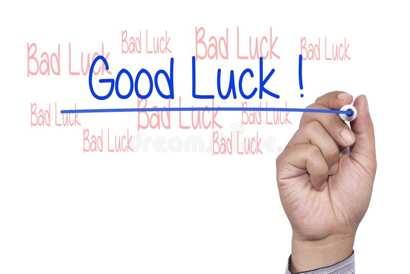 Hand With Marker Writing Good Luck Stock Photo Image of message, good