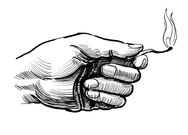 Hand With A Match Stock Illustration Illustration Of Burning 101524741