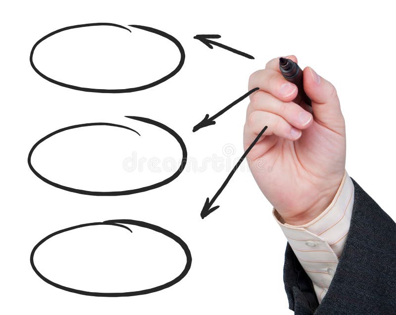 Hand met een viltstift pijlen tekenend royalty-vrije stock foto's