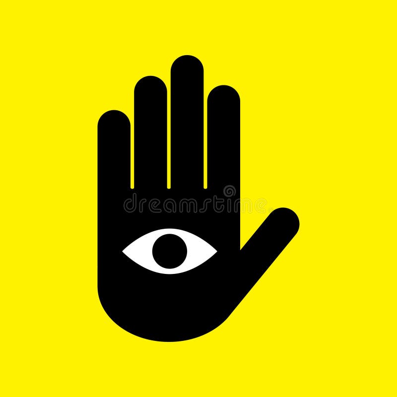 Hand Met Oog Betekenis Hand met het oog vector illustratie. Illustration of silhouet - 13666698