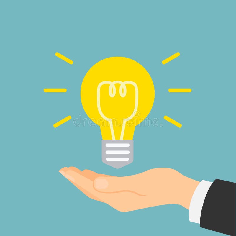 Hand met idee gloeilamp stock illustratie Hand met idee gloeilamp stock illustratie
