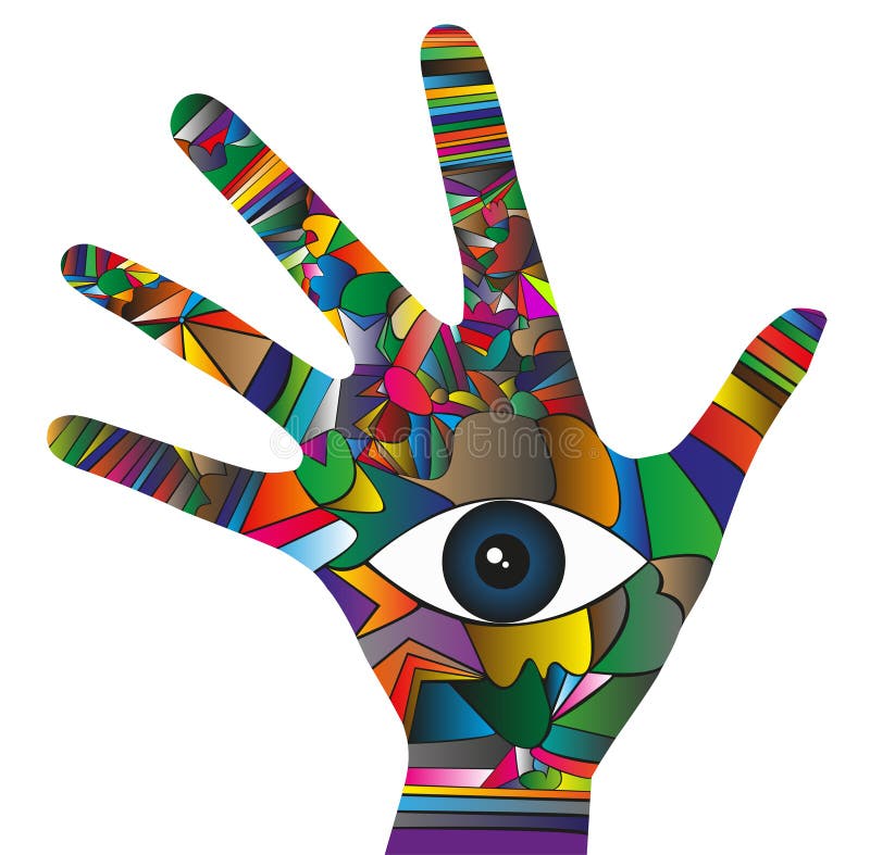 Hand Met Oog Betekenis Hand met oog stock illustratie. Illustration of grafiek - 31466403