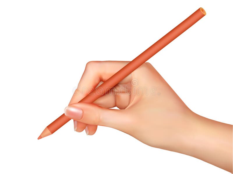 Hand met pen die op papier schrijft. Vector
