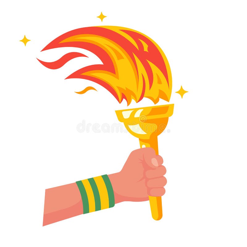 Hand met vlammende toorts De overwinning van het sportenconcept vector illustratie Hand met vlammende toorts De overwinning van het sportenconcept vector illustratie