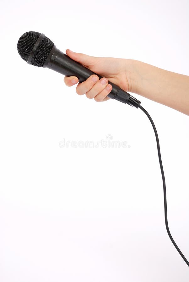 Hand with microphone stock image. Image of interview, equipment 8283179