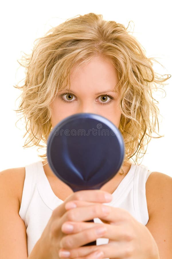 Antique brass handmirror stock photo. Image of modernist 6249982