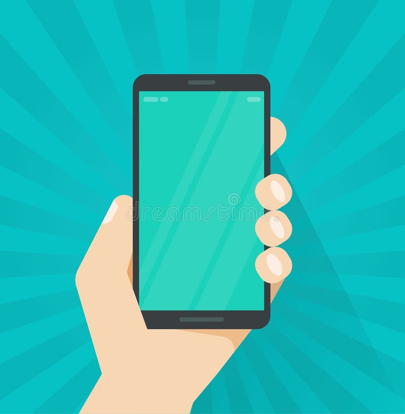 Hand With Mobile Phone Vector Illustration Flat Cartoon Person Hand Holding Smartphone Showing Cellphone Screen Or Stock Vector Illustration Of Screen Presentation